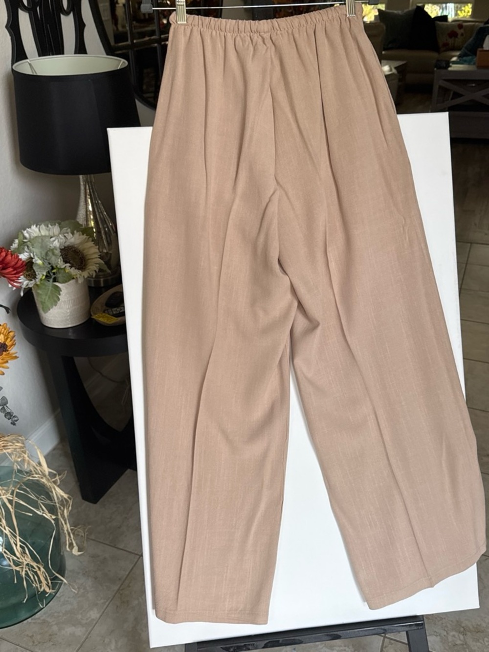 Wide-Leg Drawstring Pants in Beige - Picture 5 of 5
